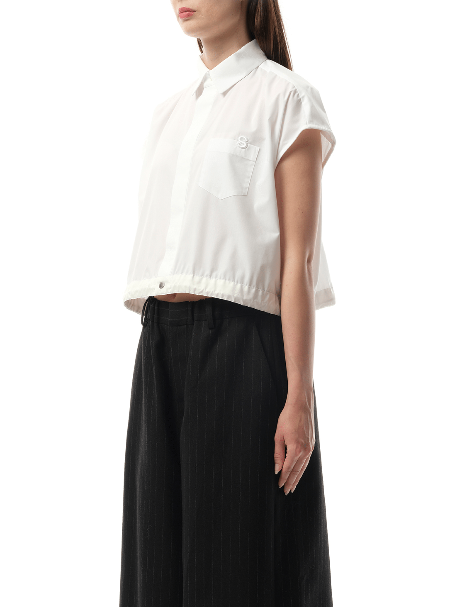 Sacai S Cotton Poplin Shirt in Off White