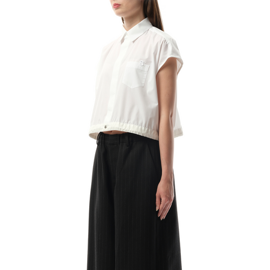 S Cotton Poplin Shirt in Off White