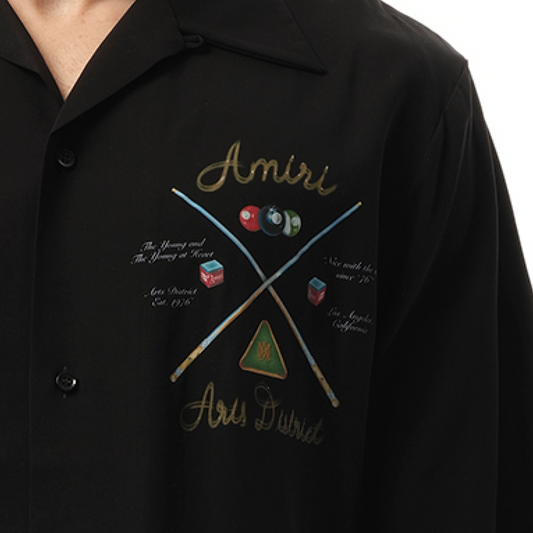 Amiri Pool Cue Bowling Shirt in Black