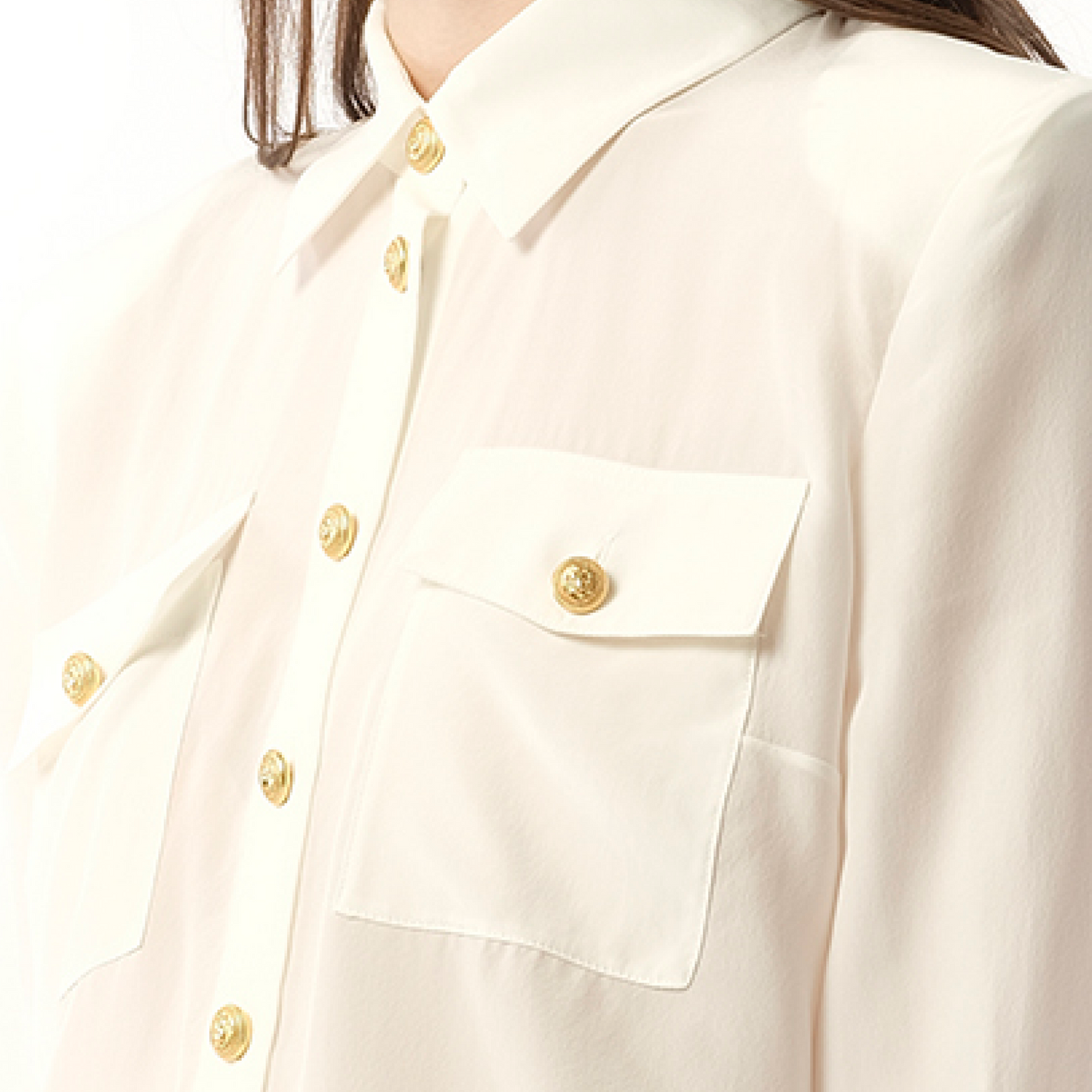 2 PKTS Crepe De Chine Shirt in White