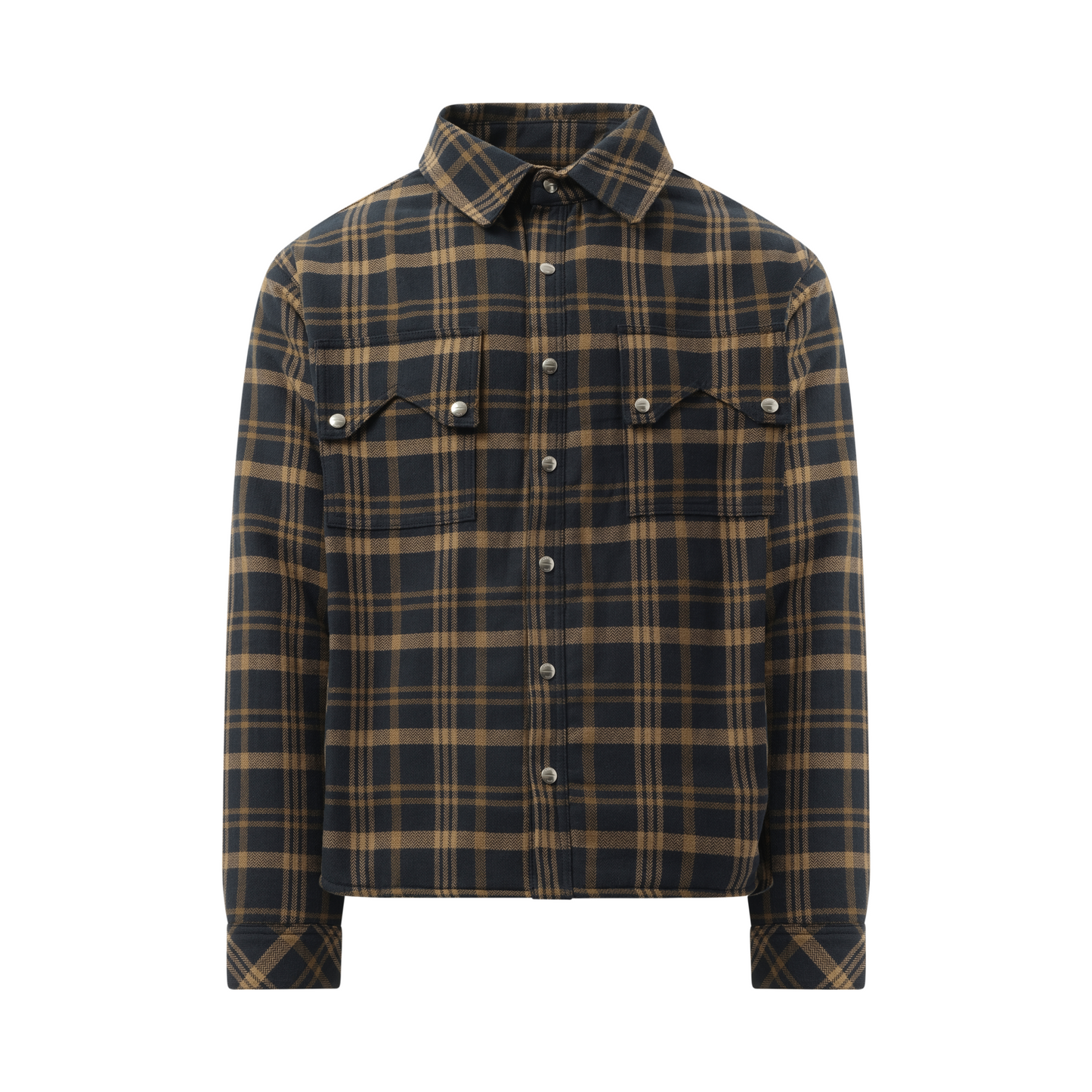 Flannel Sherpa Overshirt in Brown/Black