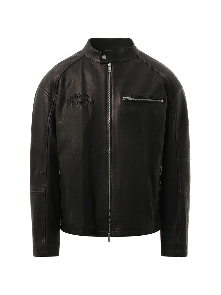 Represent Belstaff Leather Race Jacket in Black