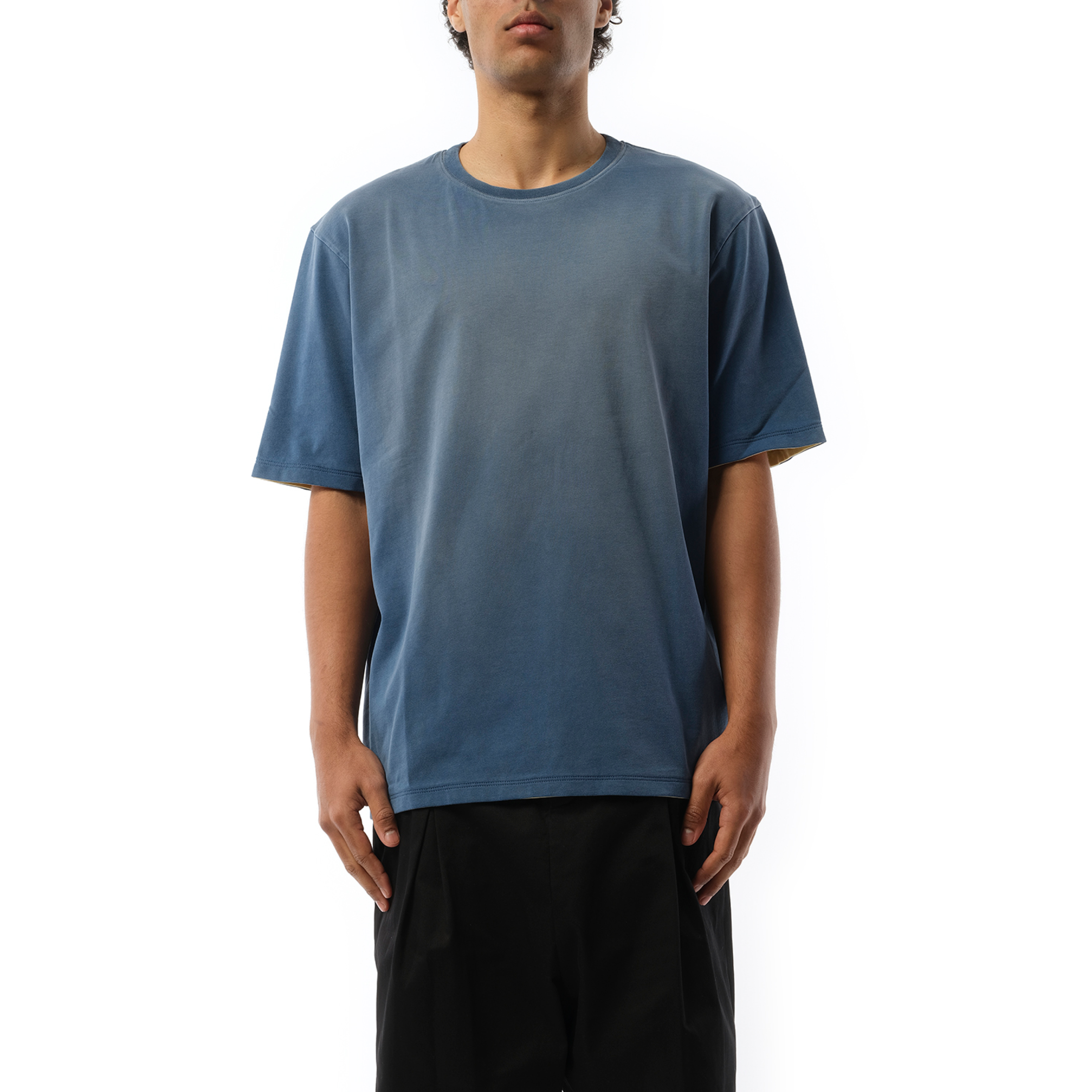 Two Tone Loose T-Shirt in Washed Indigo