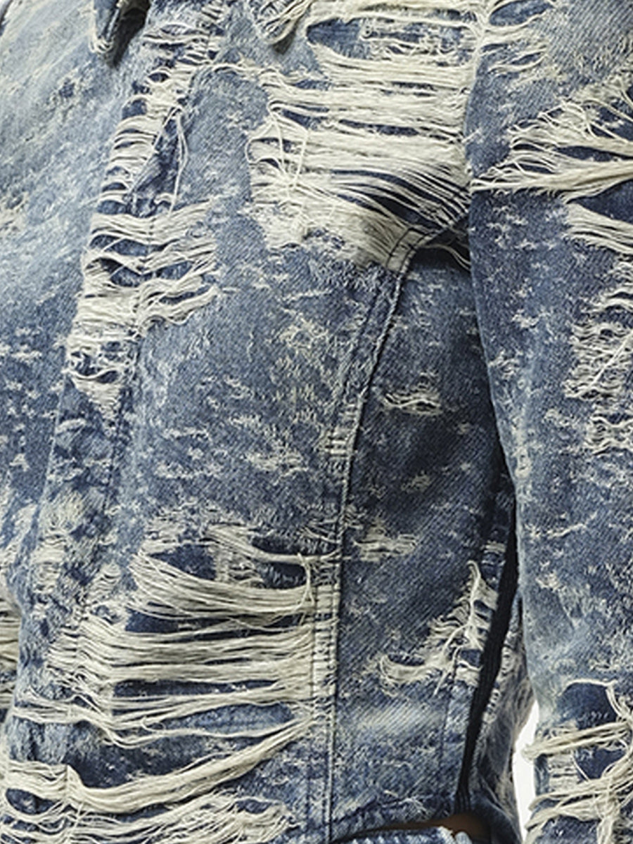Diesel De-Madeline Distressed Denim Shirt in Blue