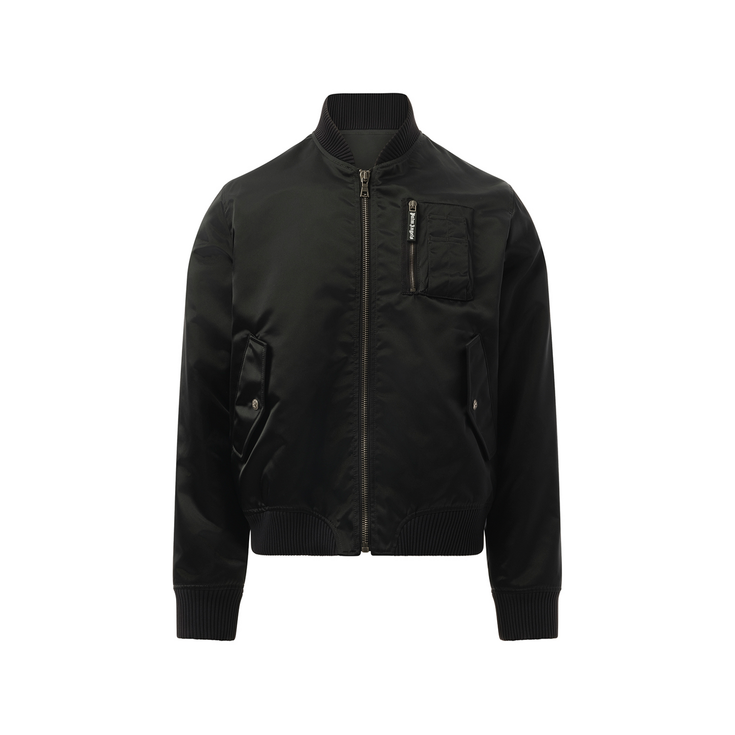 Curved Logo Bomber Jacket in Black