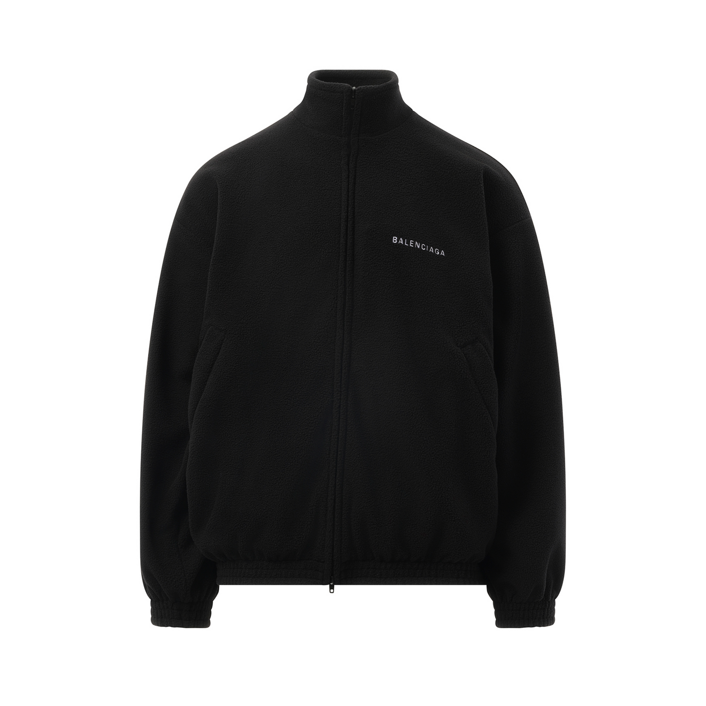 Fleece Zip-Up Jacket in Black/White