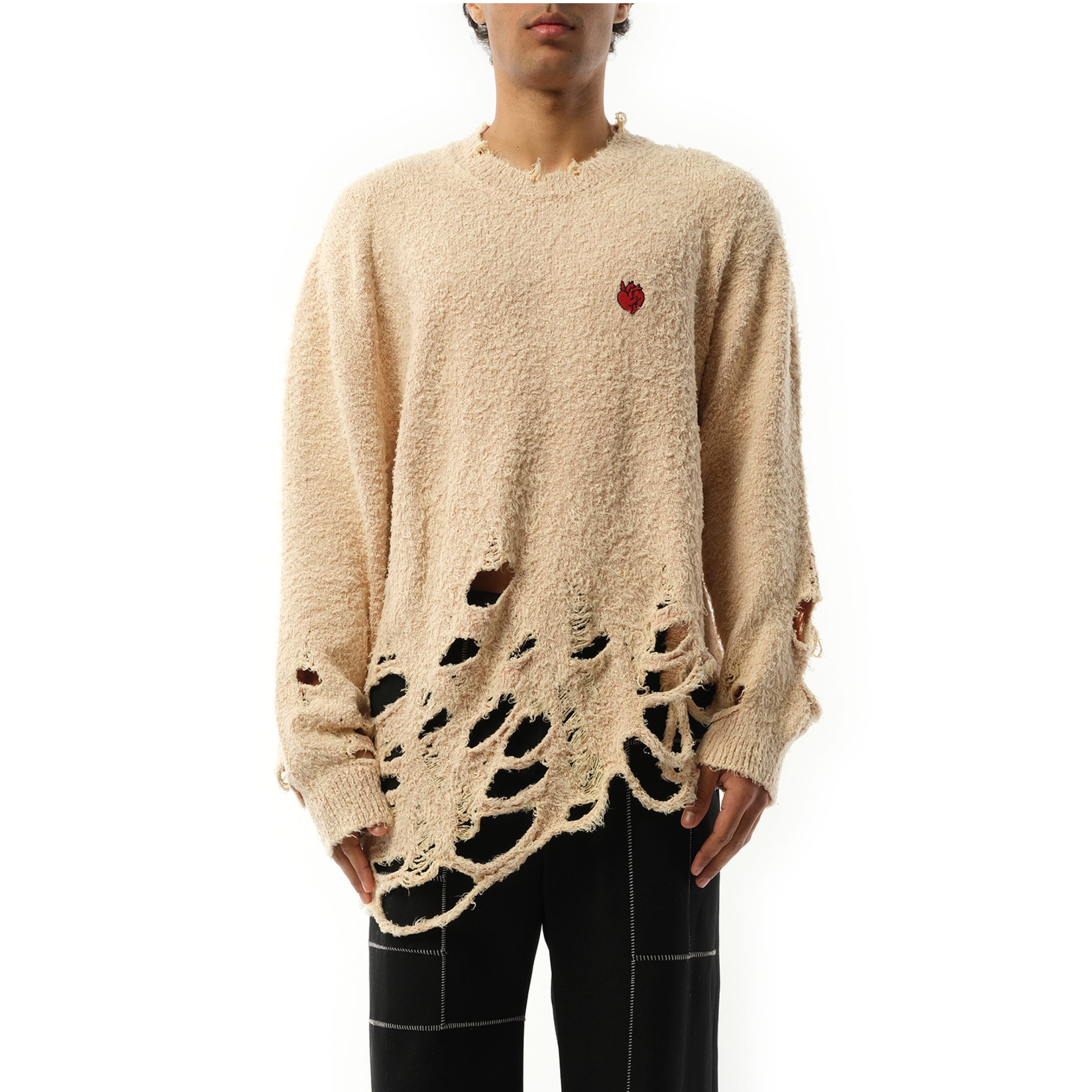 Zombie Silhouette Knit Sweater in Beige