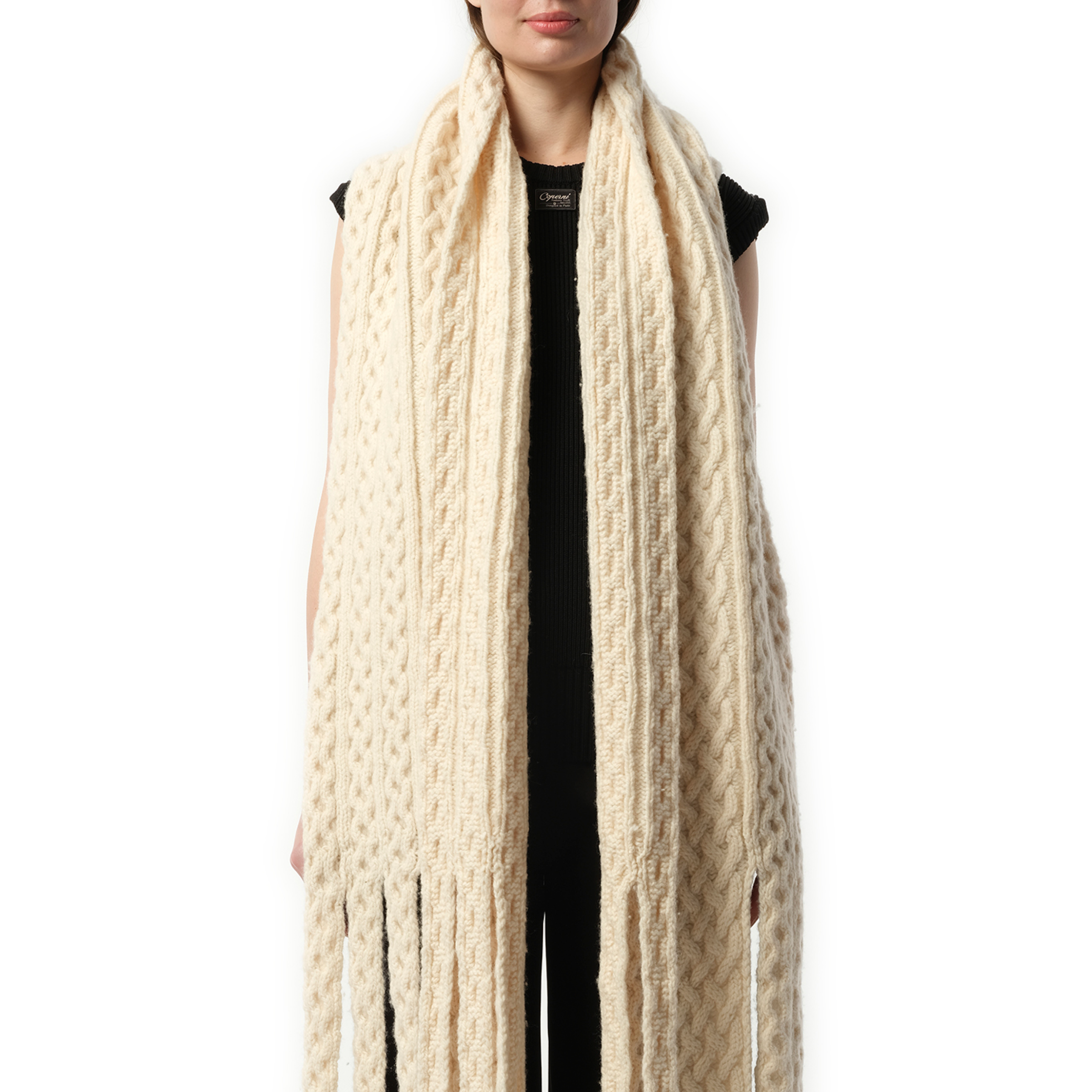 Long Knitted Scarf in Beige