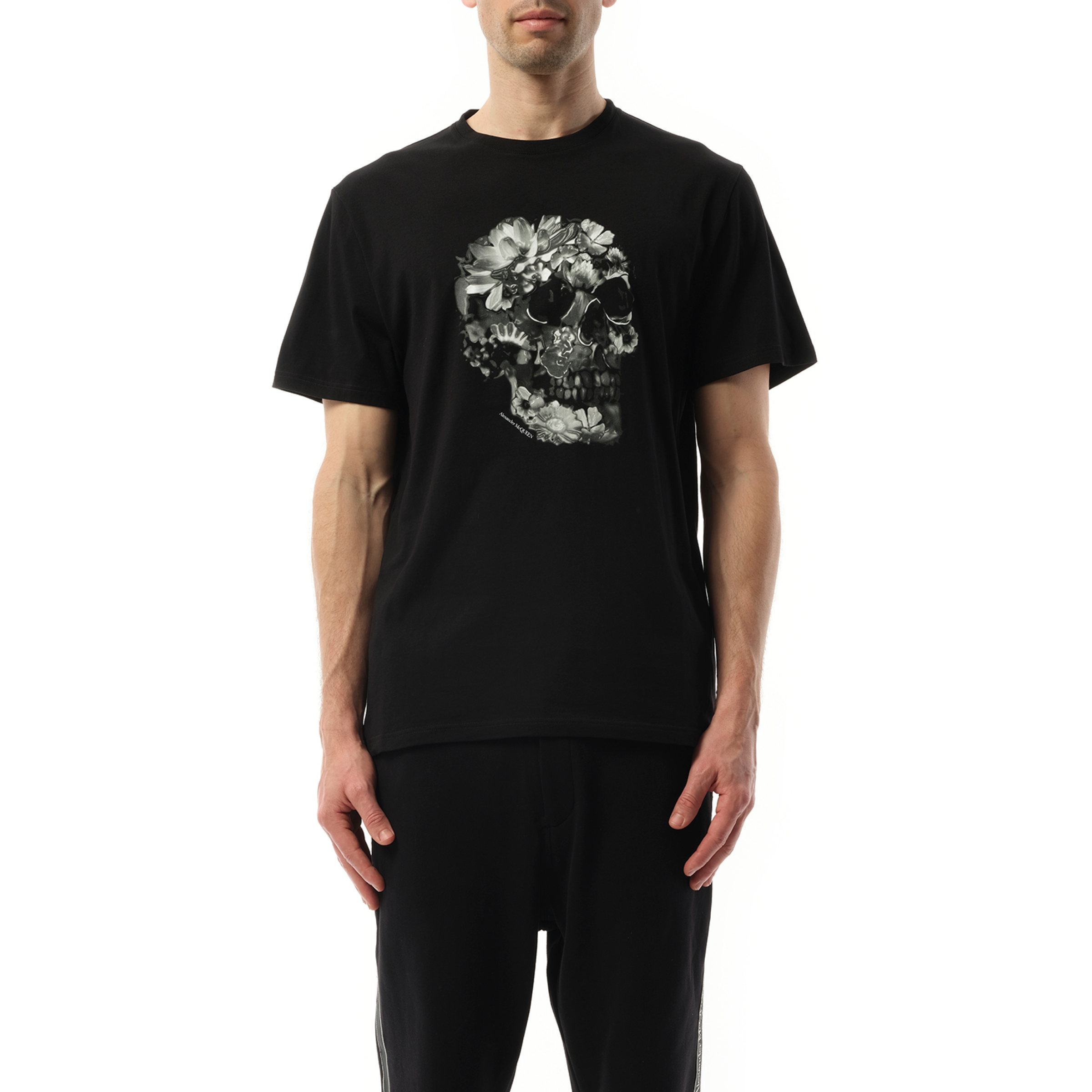 Skull Print T-Shirt in Black/Grey