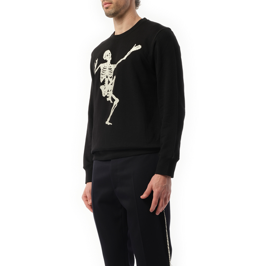 Skeleton Embroidered Sweatshirt in Black