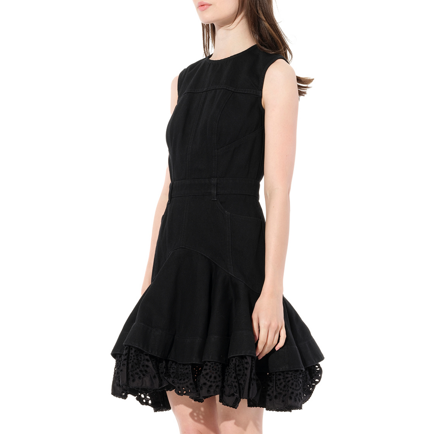 Brod Mini Denim Dress in Black