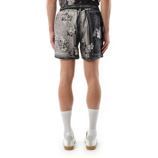 Bandana Floral Shorts in Black