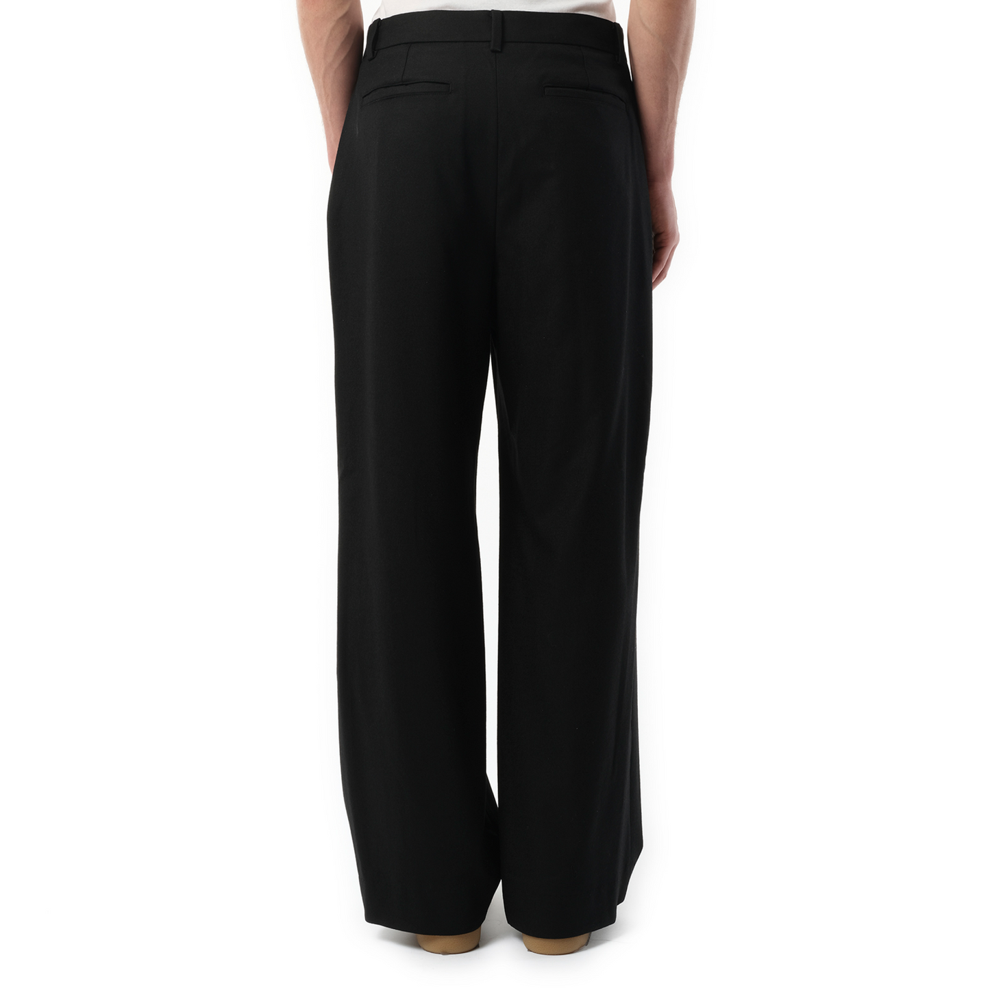 Four-Tuck Wool Pants in Black