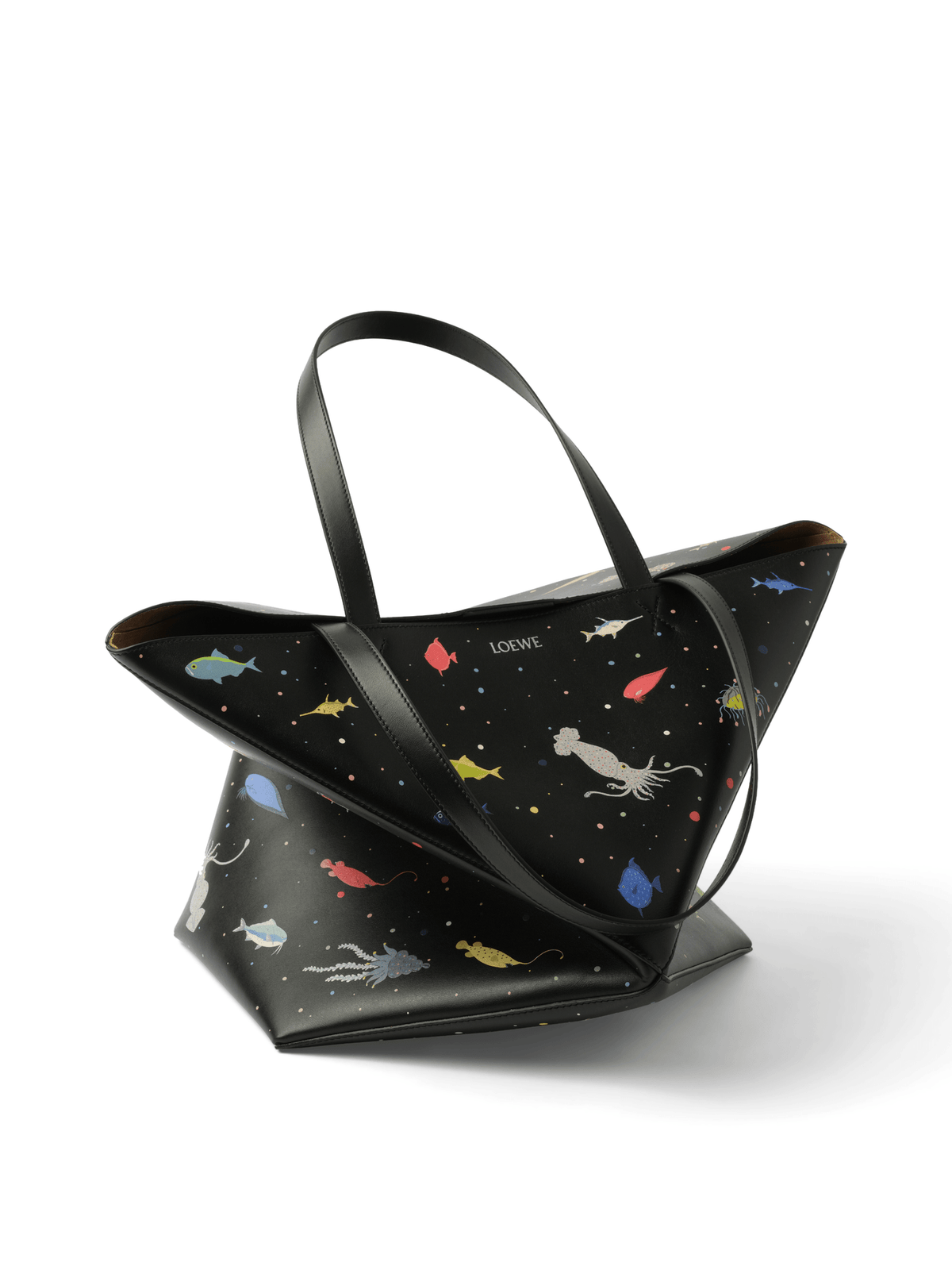 Loewe Suna Fujita Deep Sea Puzzle Fold Tote XL in Black