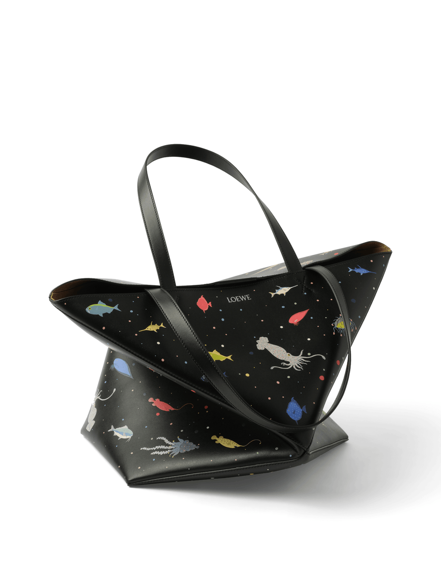 Loewe Suna Fujita Deep Sea Puzzle Fold Tote XL in Black
