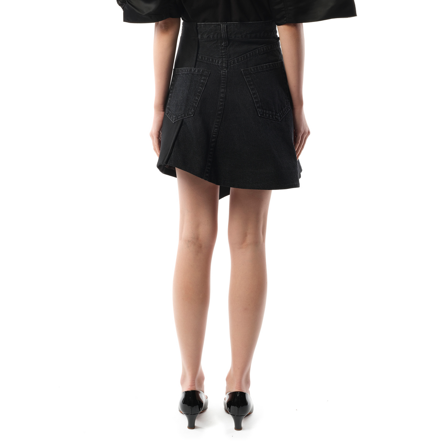 Denim x Wool Melton Skirt in Black