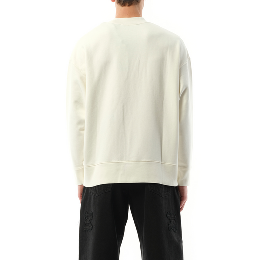 Neck Logo Crew Sweatshirt in Off White/Black