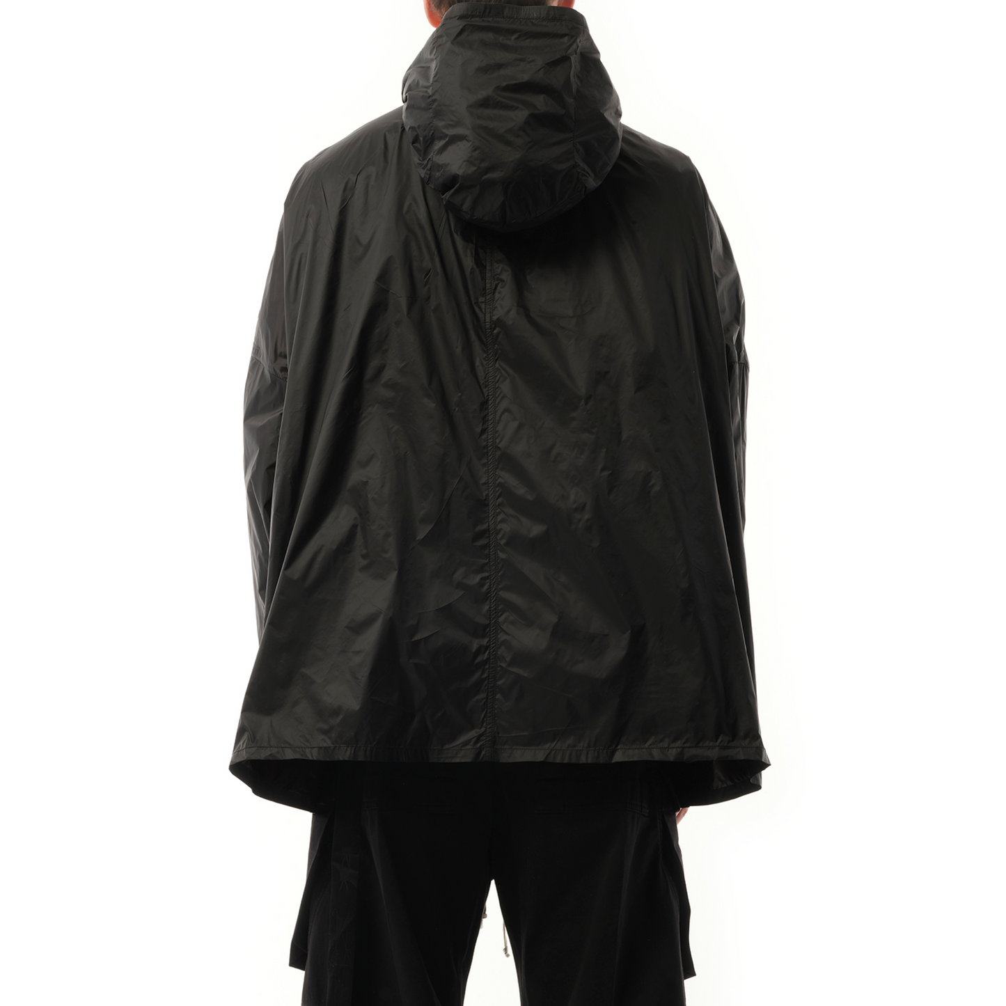 Hooded Nylon Peter Jacket in Black