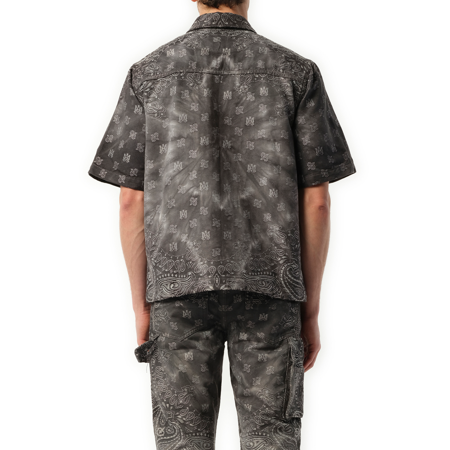 Tie Dye Bandana S/S Shirt in Dark Grey