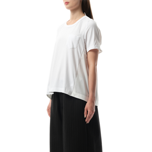 Cotton Poplin x Cotton Jersey T-Shirt in White/Off White