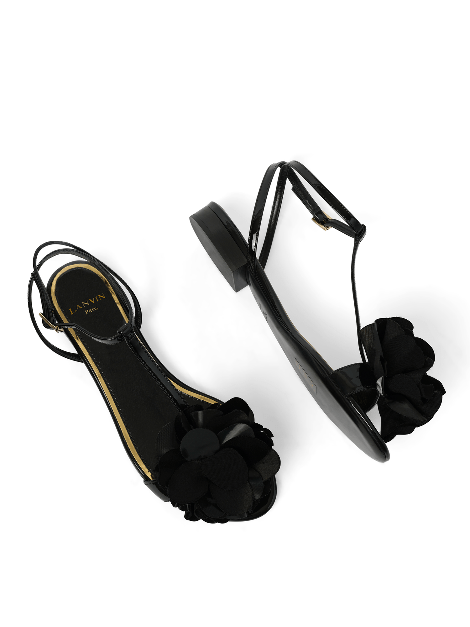 Flat Sandal in Black Top View | LANVIN