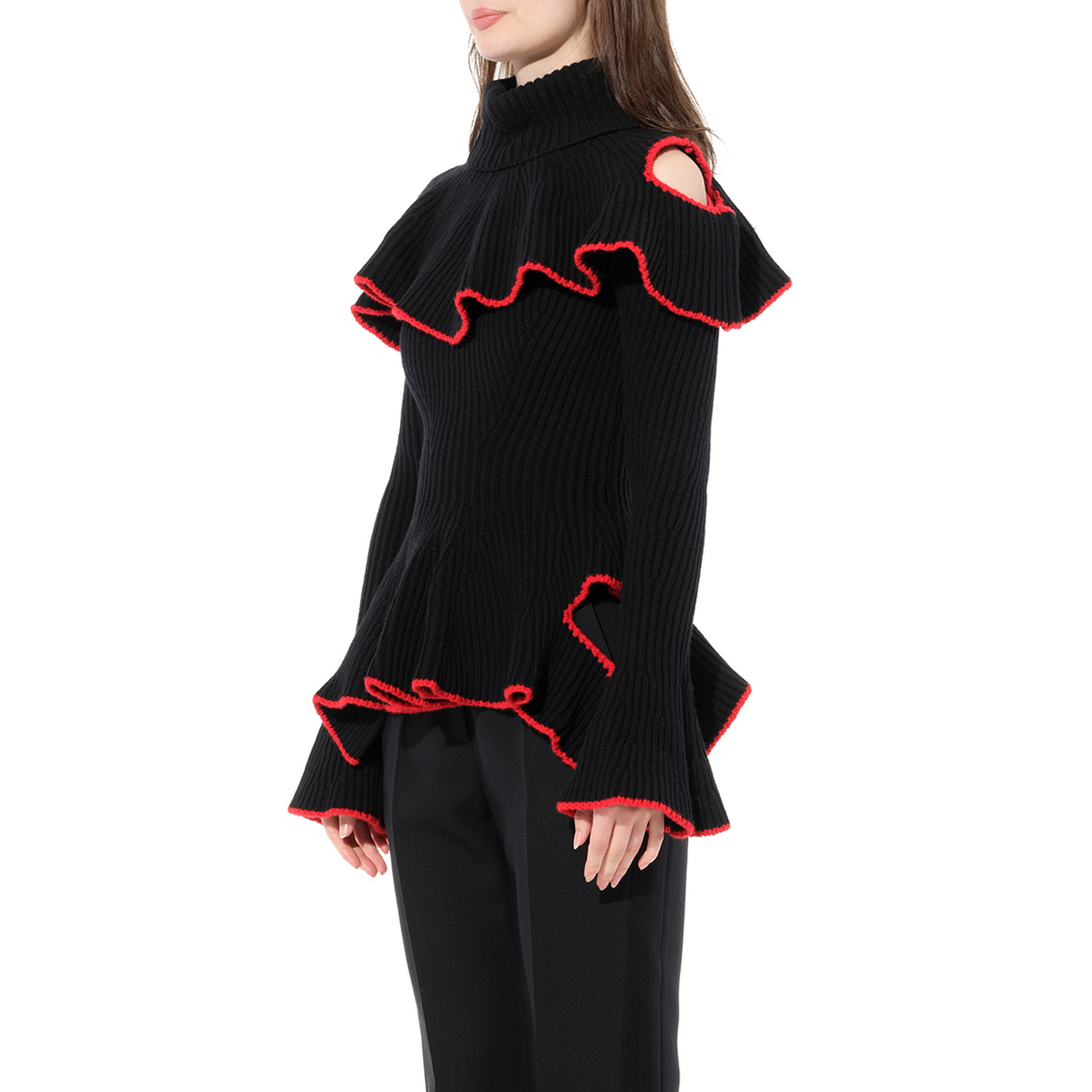 Turtle Neck Knitwear in Black/Red