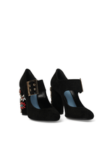 Emb Mary Jane Pump in Black Front View | LANVIN