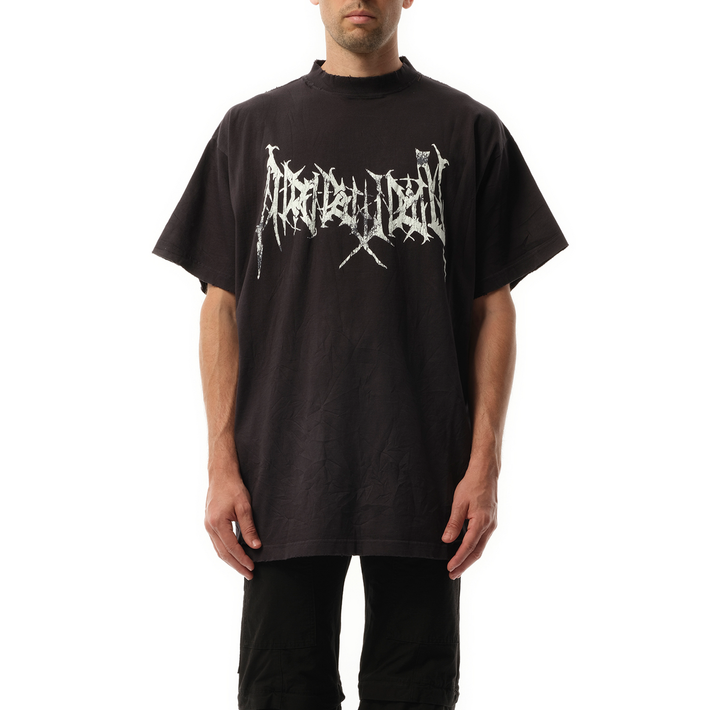 AI Metal Oversized T-Shirt in Washed Black/White