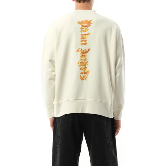 Burning Palm Crew Sweatshirt in Off White/Gold