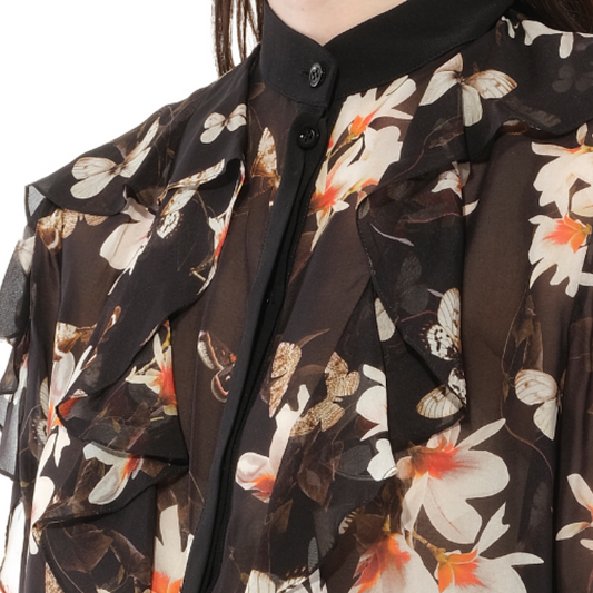 Short Sleeve Shirt with Flower Print