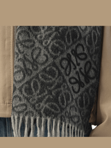 Loewe Anagram Wool Cashmere Scarf in Dark Grey