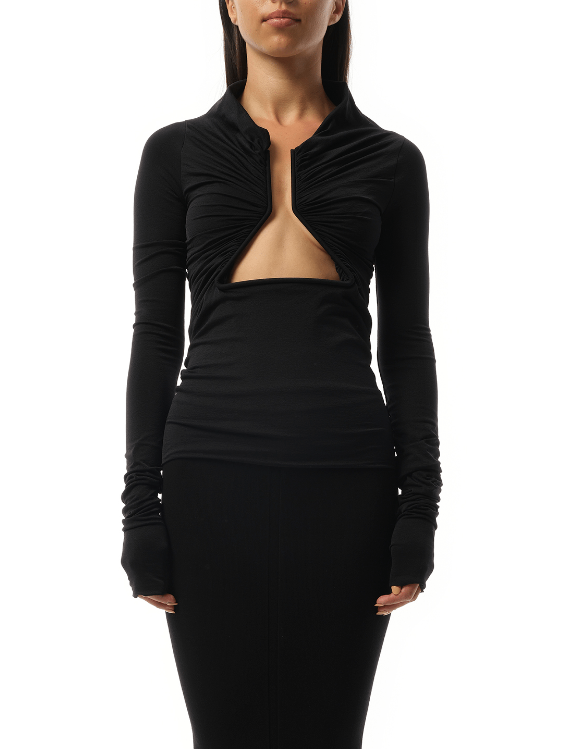 Rick Owens Jersey Long Sleeve Prong in Black