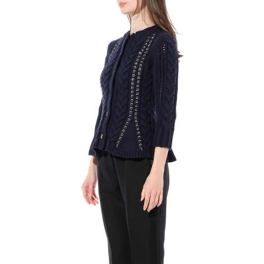 Peplum Cardigan in Navy