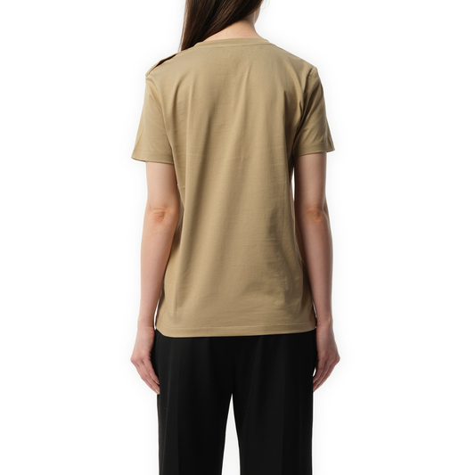 3 Button Printed Balmain T-Shirt in Beige/White