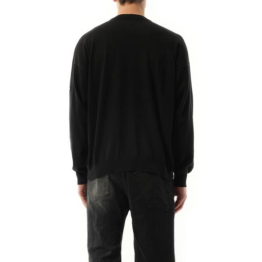 Rubber Patch Knit Sweater in Black