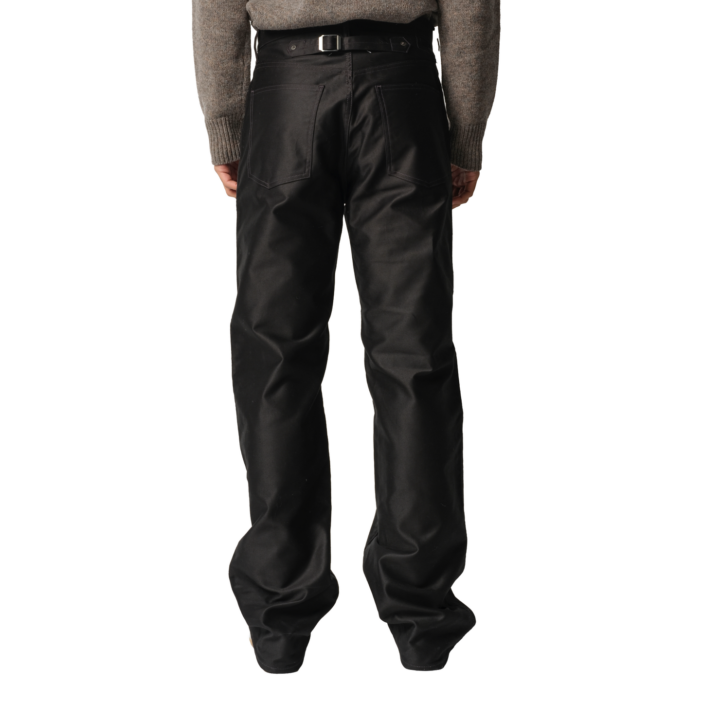 Cotton Satin 5 Pocket Pants in Black