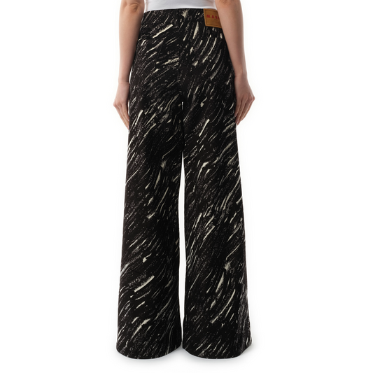 Crayon Flock Stretch Denim Pants in Black