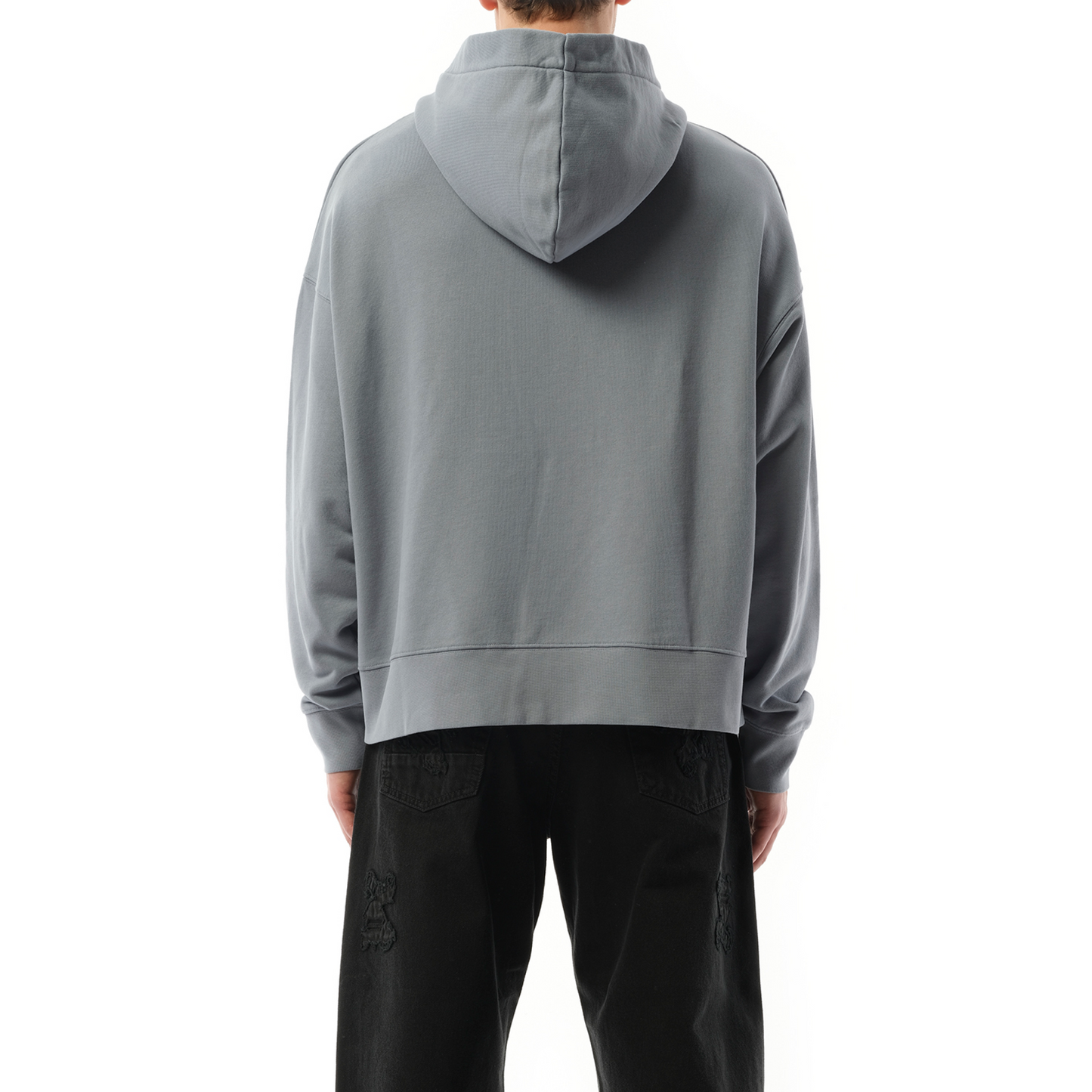 Neck Logo Hoodie in Light Grey