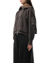 Sacai Sponge Sweat x Nylon Twill Zip Hoodie in Charcoal Gray