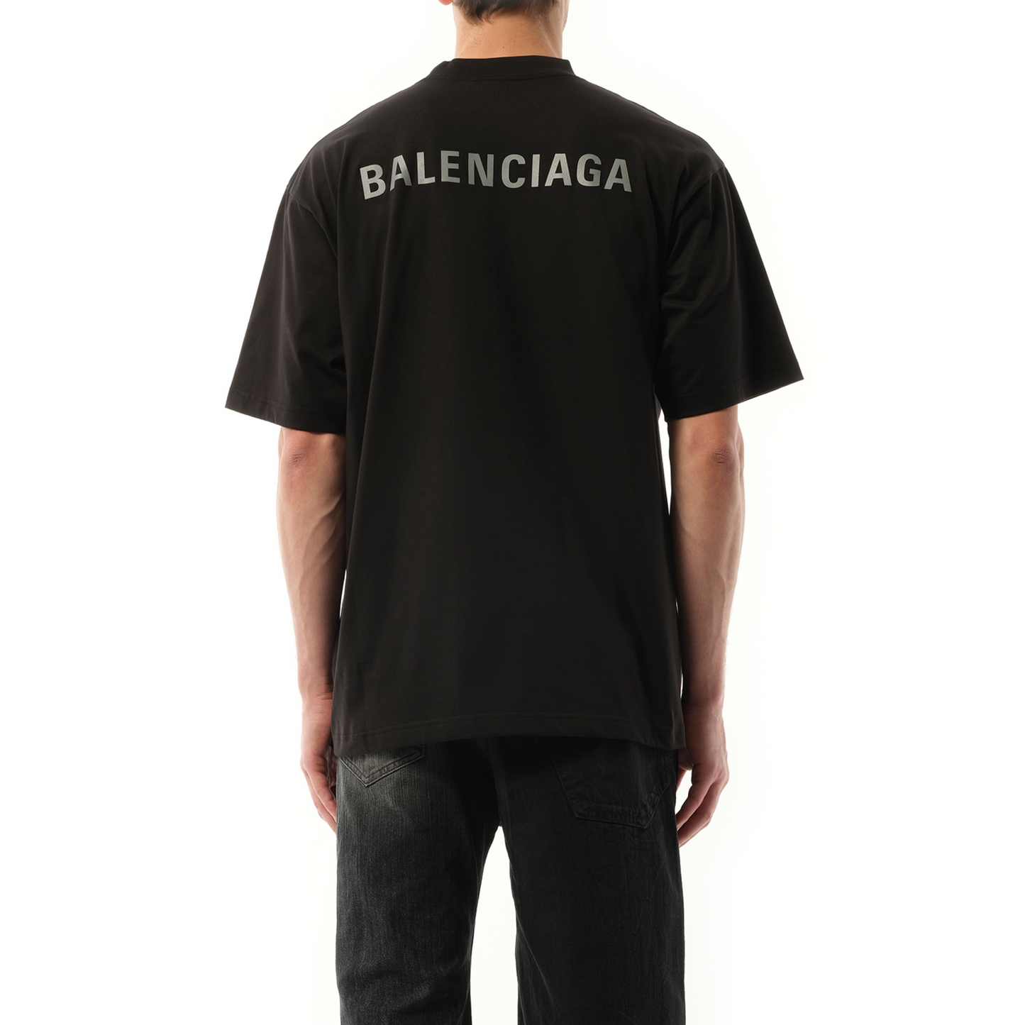 Reflective Logo Medium Fit T-Shirt in Faded Black