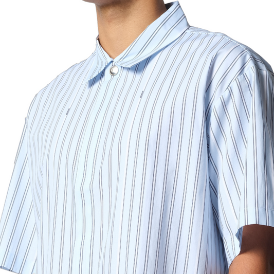 La Chemise Manches Courte in Blue Stripe