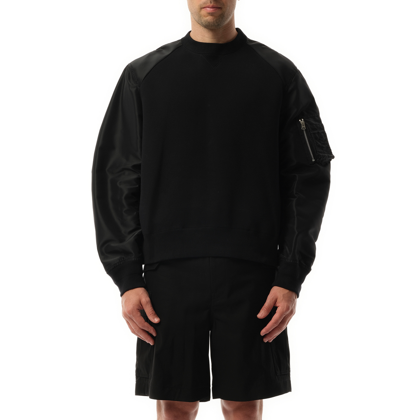 Sponge Sweat Nylon Sweatshirt in Black