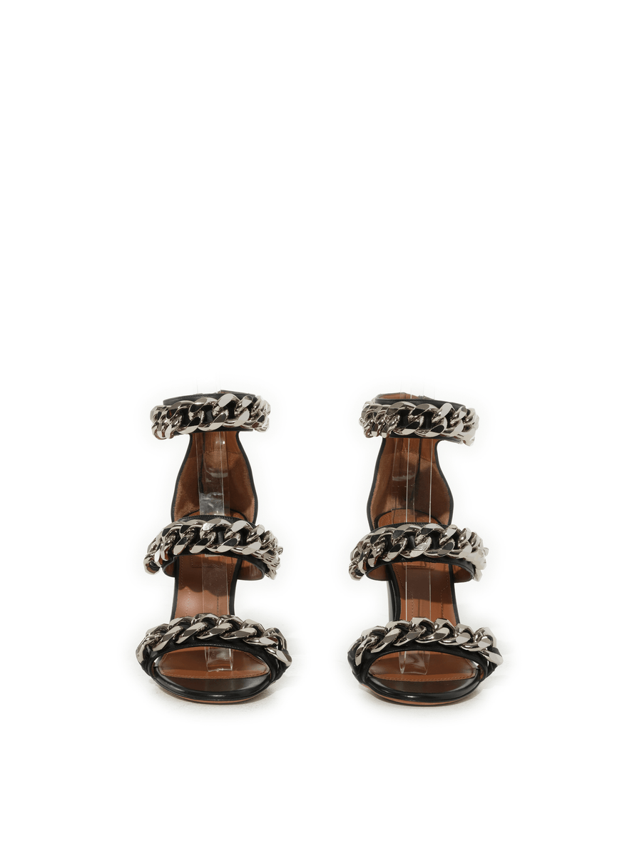 3 Chains Sandals in Black Front View | GIVENCHY