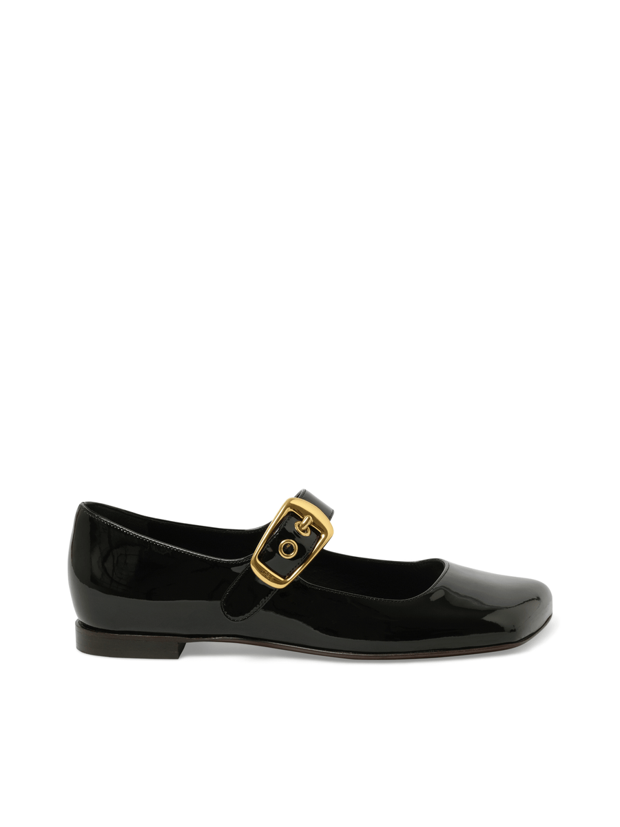 Polly Flat Sandals in Black Side View | CHLOE