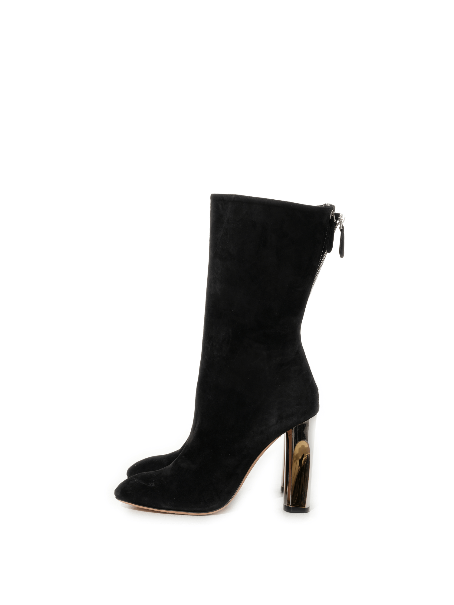 Suede Boots in Black Side View | ALEXANDER MCQUEEN