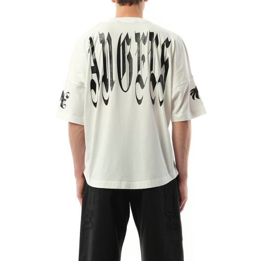 Back Gothic Palm Over T-Shirt in Off White/Black