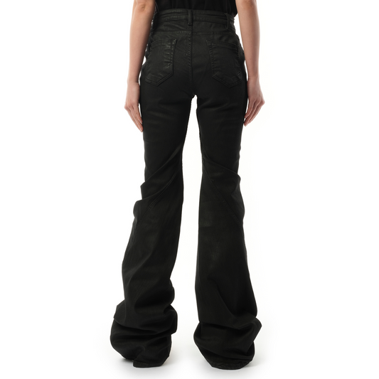 Bias Bootcut Denim Pants in Black Wax