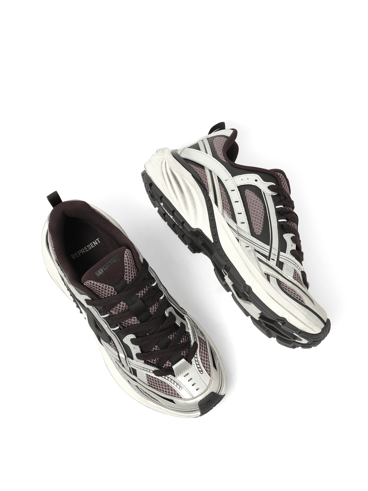Storm Runners Sneakers in Silver/Black Top View | REPRESENT