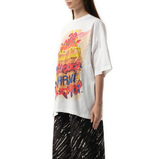 Colored Cake Print T-Shirt in Lily White