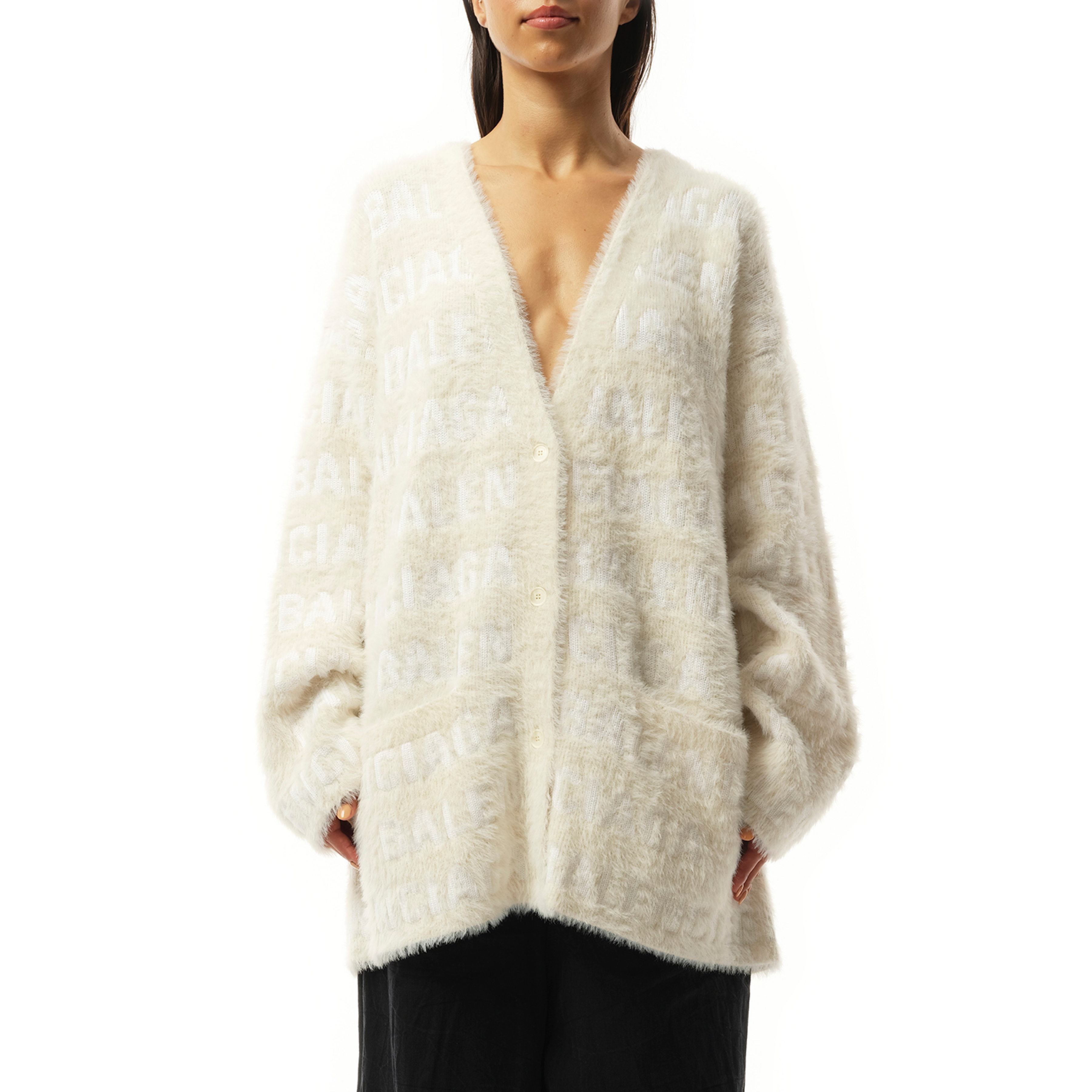 Furry Cardigan in Ivory